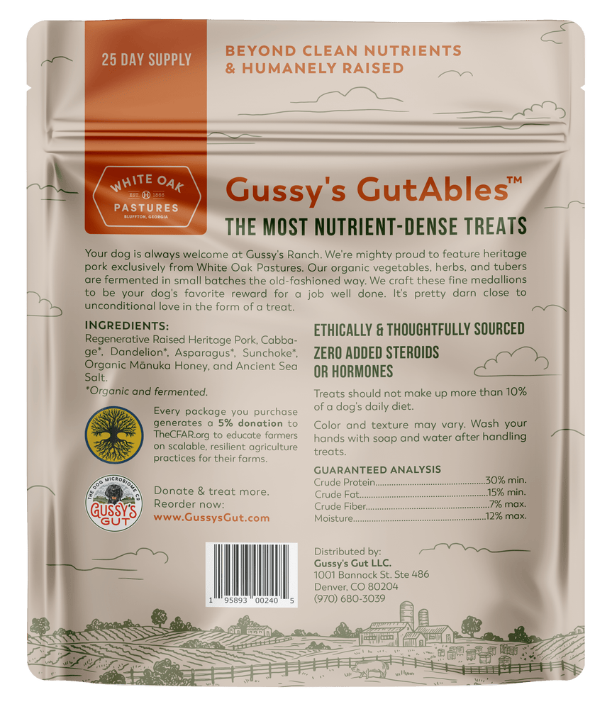 
                  
                    Gussy's GutAbles™ Treats (Regenerative Heritage Pork)
                  
                