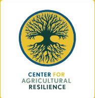 Logo featuring a yellow circle with a black tree and roots, and the text "Center for Agricultural Resilience".